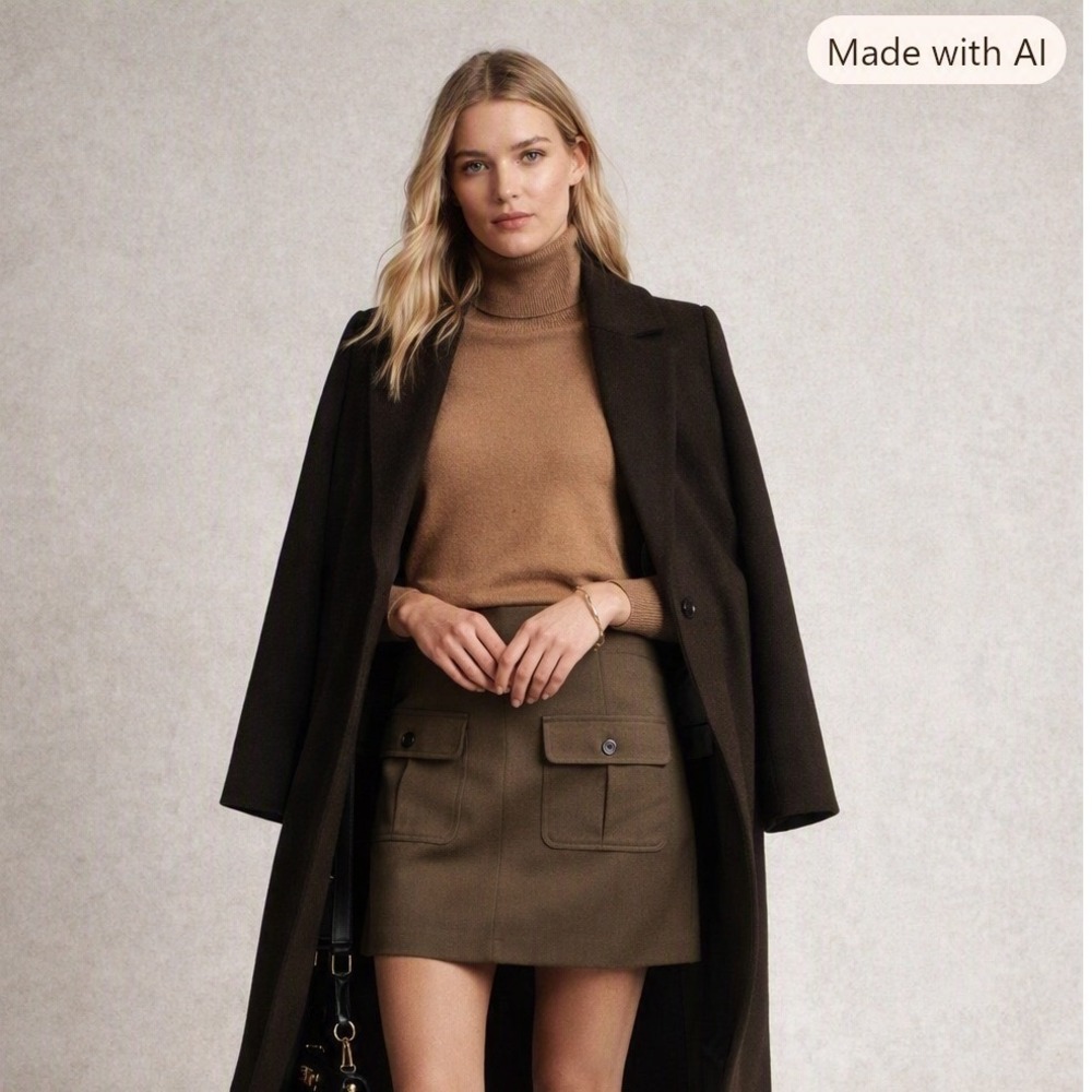 Ann Taylor LOFT Cargo Mini Skirt Twill Quiet Luxury Utility Casual Brown 14